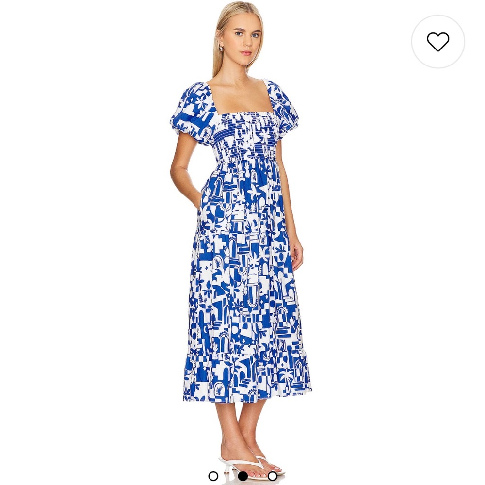 Show Me Your MuMu Blue and White Midi Dress